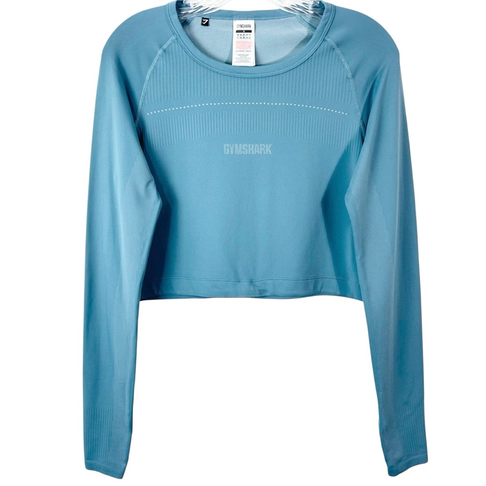 Gymshark Apex Seamless Crop Top in Atlantic Blue/Shark Blue size Small